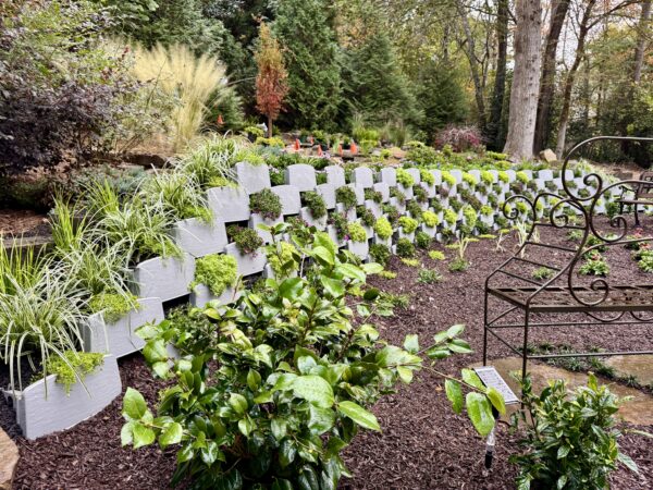 Varden plantable retaining wall blocks in landscape wall