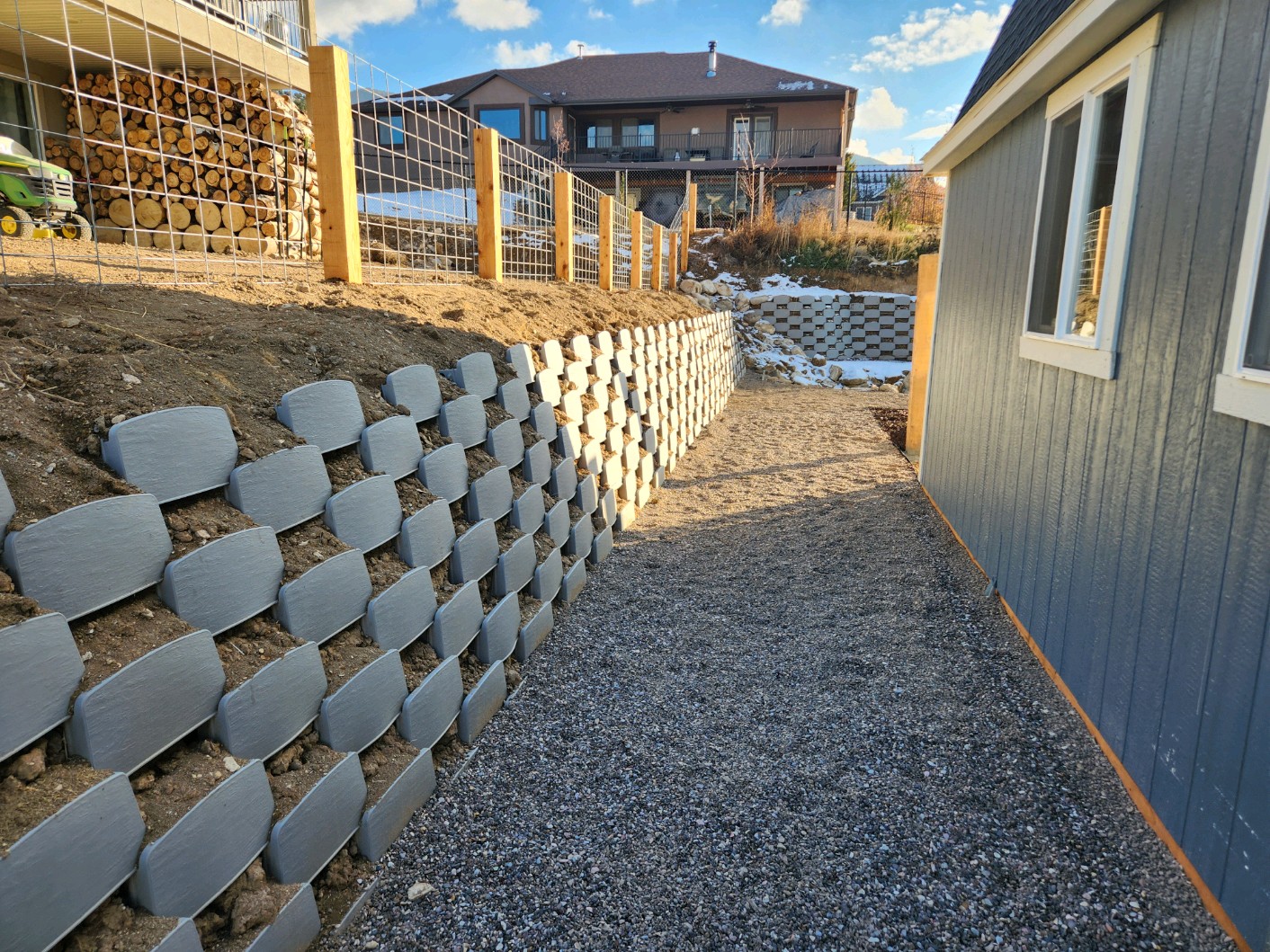 Freshly installed Varden living retaining wall