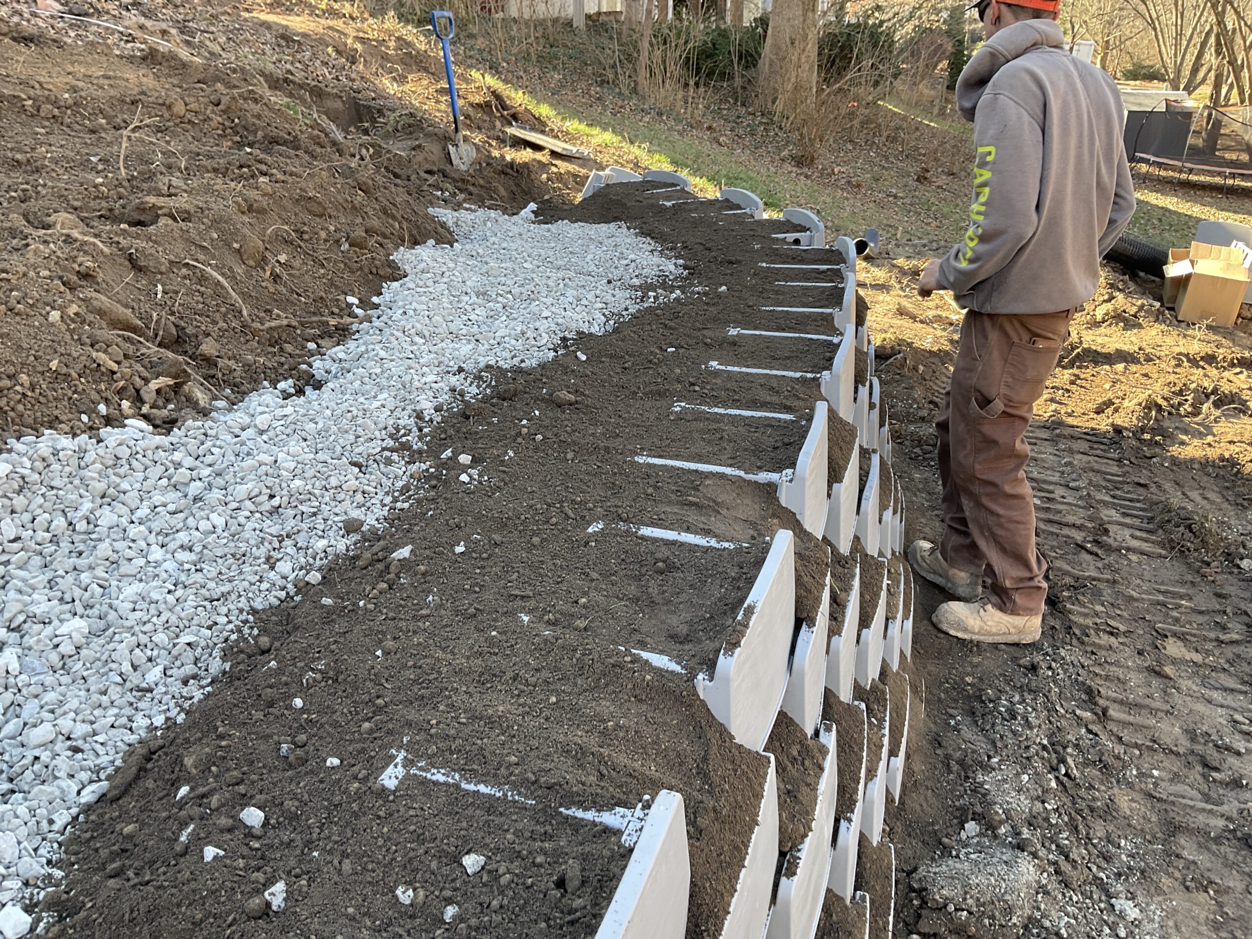 Varden Blocks with soil filled in the pocket for planting