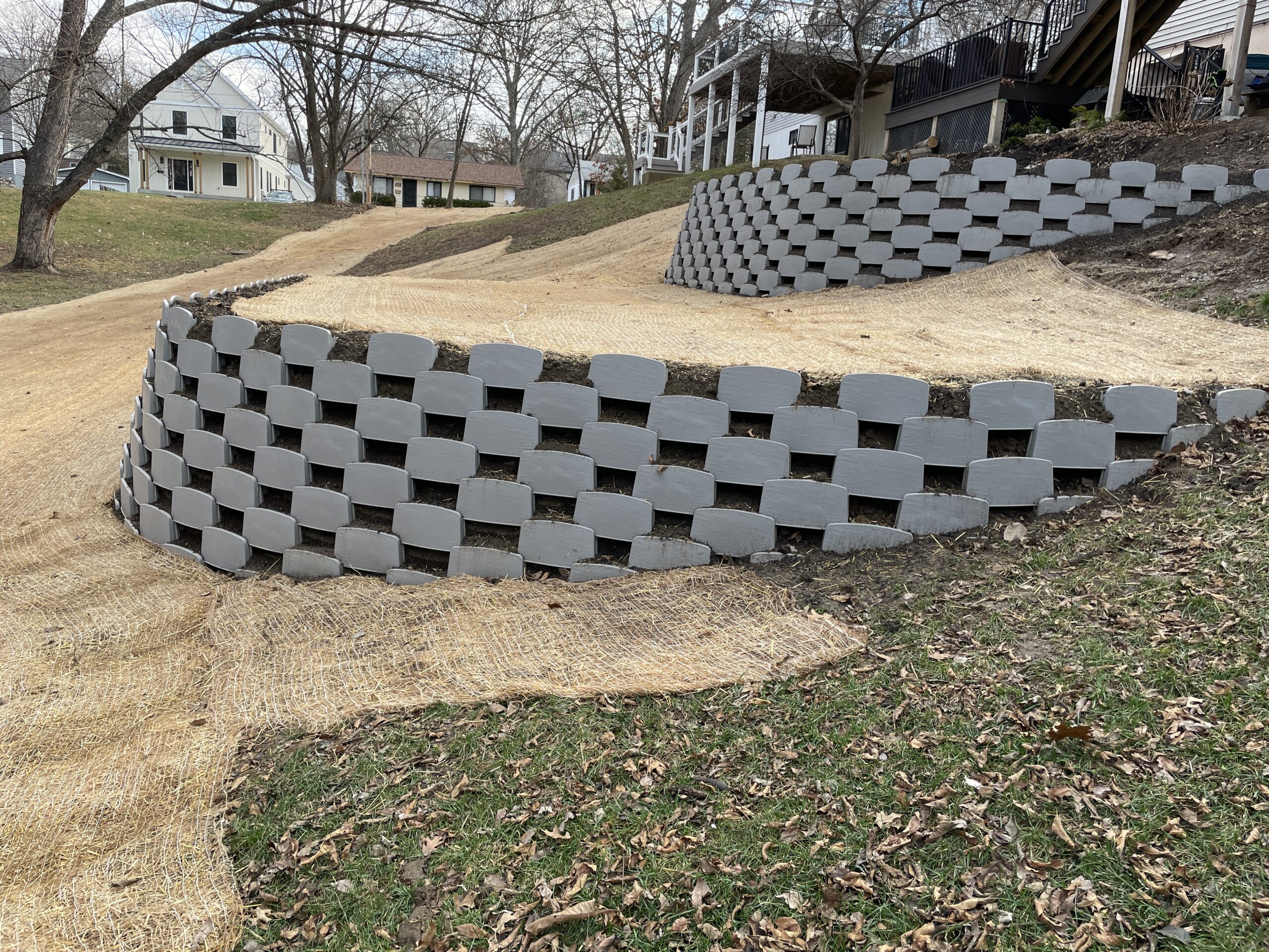 Freshly completed Varden plantable retaining wall