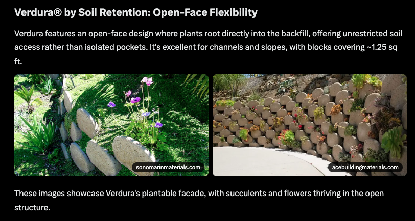 Verdura plantable retaining wall blocks